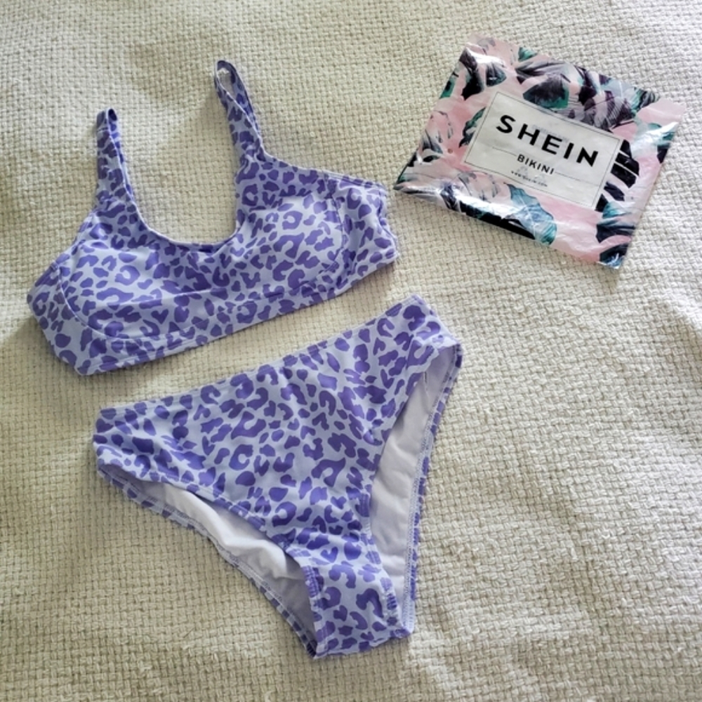 🌿4/$15🌿 NWT Shein Lavender Leopard Bikini Set  👙